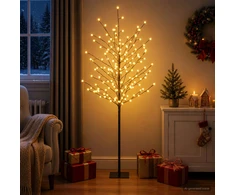 LED rutuliukų Kalėdų eglutė Juoda 18 x 18 x 150 cm Plienas