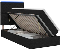 LED saugojimo lova su čiužiniu Juoda 100 x 200 cm Audinys