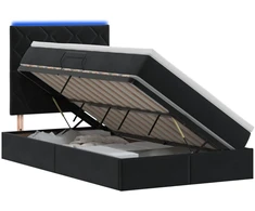 LED saugojimo lova su čiužiniu Juoda 120 x 200 cm Aksomas