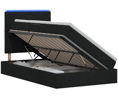 LED saugojimo lova su čiužiniu Juoda 120 x 200 cm Audinys