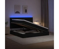 LED saugojimo lova su čiužiniu Juoda 200 x 200 cm Audinys