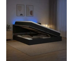 LED saugojimo lova su čiužiniu Juoda 200 x 200 cm Audinys