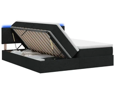 LED saugojimo lova su čiužiniu Juoda 200 x 200 cm Audinys