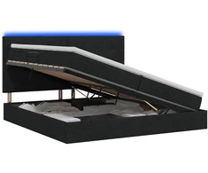 LED saugojimo lova su čiužiniu Juoda 200 x 200 cm Audinys