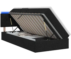 LED saugojimo lova su čiužiniu Juoda 90 x 200 cm Audinys