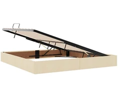 LED saugojimo lova su čiužiniu Kreminė 200 x 200 cm Audinys