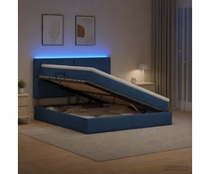 LED saugojimo lova su čiužiniu Mėlyna 140 x 200 cm Audinys
