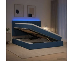 LED saugojimo lova su čiužiniu Mėlyna 180 x 200 cm Audinys