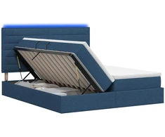 LED saugojimo lova su čiužiniu Mėlyna 200 x 200 cm Audinys