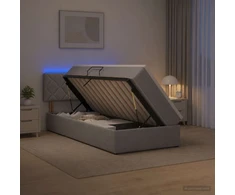 LED saugojimo lova su čiužiniu Šviesiai pilka 100 x 200 cm