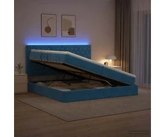 LED saugojimo lova su čiužiniu Tamsiai mėlyna 200 x 200 cm
