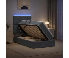 LED saugojimo lova su čiužiniu Tamsiai pilka 90 x 190 cm