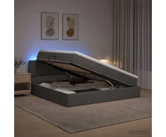 LED saugojimo lova su čiužiniu Tamsiai pilka 180 x 200 cm
