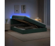 LED saugojimo lova su čiužiniu Tamsiai žalia 160 x 200 cm