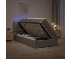 LED saugojimo lova su čiužiniu Taupe 100 x 200 cm Audinys
