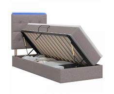 LED saugojimo lova su čiužiniu Taupe 100 x 200 cm Audinys