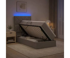 LED saugojimo lova su čiužiniu Taupe 100 x 200 cm Audinys