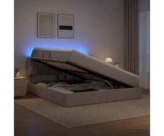 LED saugojimo lova su čiužiniu Taupe 160 x 200 cm Audinys