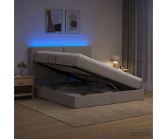 LED saugojimo lova su čiužiniu Taupe 160 x 200 cm Audinys