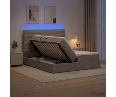 LED saugojimo lova su čiužiniu Taupe 180 x 200 cm Audinys