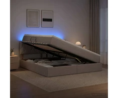 LED saugojimo lova su čiužiniu Taupe 180 x 200 cm Audinys
