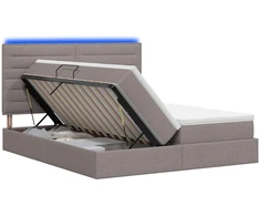 LED saugojimo lova su čiužiniu Taupe 180 x 200 cm Audinys