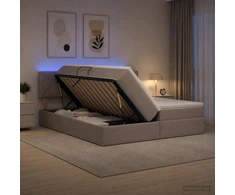 LED saugojimo lova su čiužiniu Taupe 200 x 200 cm Audinys