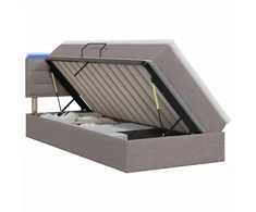 LED saugojimo lova su čiužiniu Taupe 90 x 200 cm Audinys