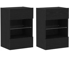 TV staliukas TV spintelių komplektas 2 pcs Juoda 40 x 30 x 60,5 cm