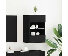 TV staliukas TV spintelių komplektas 2 pcs Juoda 40 x 30 x 60,5 cm