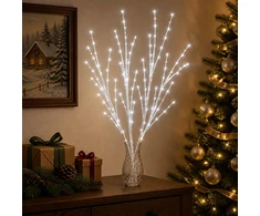 LED varinių šakų kalėdinė dekoracija 3 vnt. Balta 62 cm Plienas
