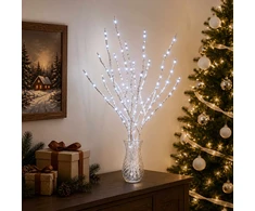 LED varinių šakų kalėdinė dekoracija 3 vnt. Balta 62 cm Plienas
