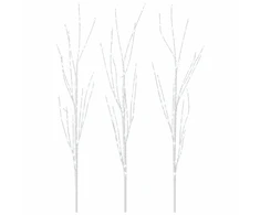 LED varinių šakų kalėdinė dekoracija 3 vnt. Balta 62 cm Plienas
