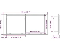 LED veidrodis spintelė Amatininkų ąžuolas 100 x 12 x 45 cm