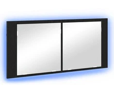 LED veidrodis spintelė Juodas ąžuolas 100 x 12 x 45 cm