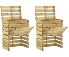 Lentų sodo kompostavimo dėžė 2 pcs Žalia 110 x 58 x 113 cm