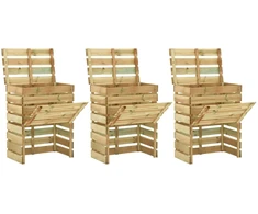 Lentų sodo kompostavimo dėžė 3 pcs Žalia 110 x 58 x 113 cm