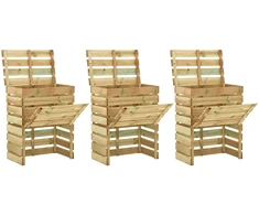 Lentų sodo kompostavimo dėžė 3 pcs Žalia 110 x 58 x 113 cm