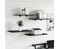Knygų lentyna 4 pcs Juodas 60 x 30 x 1,5 cm Apdirbta mediena
