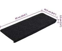 Lipnūs laiptų kilimėliai, 30vnt., juodi, 65x24,5x3,5cm