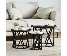 Nesting šoninis stalas 3 pcs Juodas ąžuolas