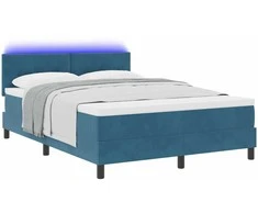 LED Čiužinio Lova Tamsiai mėlyna 140 x 190 cm Aksomas