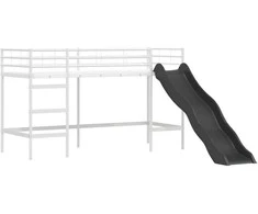 Vaikiška dvigulė lova Balta ir juoda 90 x 190 cm Metalas