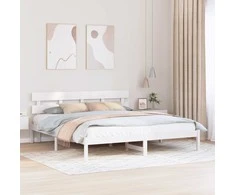 Lova Lovos rėmas Balta 200 x 200 cm Pušies medienos masyvas