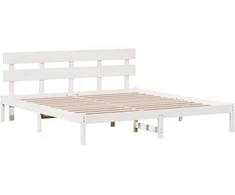 Lova Lovos rėmas Balta 200 x 200 cm Pušies medienos masyvas