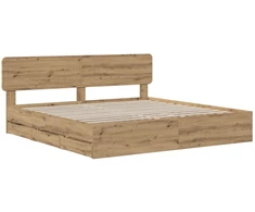 Lova Bed Frame with Storage and Headboard Artisan Oak 180 x 200 cm