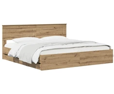 Lova Bed Frame with Storage and Headboard Artisan Oak 180 x 200 cm