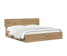 Lova Bed Frame with Storage and Headboard Artisan Oak 180 x 200 cm