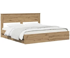 Lova Bed Frame with Storage and Headboard Artisan Oak 180 x 200 cm