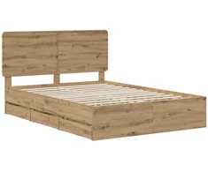 Lova Bed Frame with Storage and Headboard Artisan Oak 120 x 200 cm